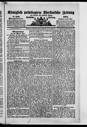 Königlich privilegirte Berlinische Zeitung von Staats- und gelehrten Sachen vom 31.05.1904
