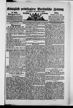 Königlich privilegirte Berlinische Zeitung von Staats- und gelehrten Sachen on Jun 21, 1904
