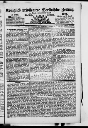 Königlich privilegirte Berlinische Zeitung von Staats- und gelehrten Sachen vom 15.08.1904