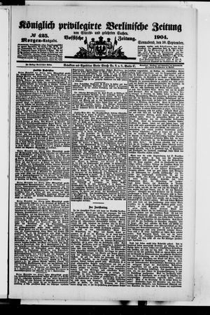 Königlich privilegirte Berlinische Zeitung von Staats- und gelehrten Sachen vom 10.09.1904