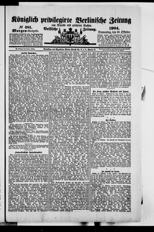 Königlich privilegirte Berlinische Zeitung von Staats- und gelehrten Sachen vom 13.10.1904