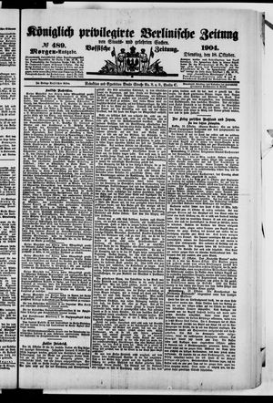 Königlich privilegirte Berlinische Zeitung von Staats- und gelehrten Sachen vom 18.10.1904