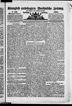 Königlich privilegirte Berlinische Zeitung von Staats- und gelehrten Sachen on Oct 22, 1904