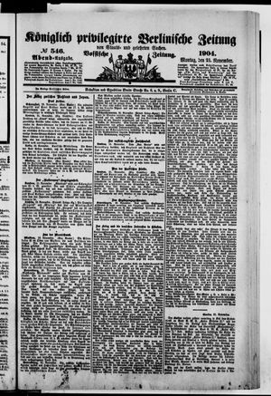 Königlich privilegirte Berlinische Zeitung von Staats- und gelehrten Sachen vom 21.11.1904