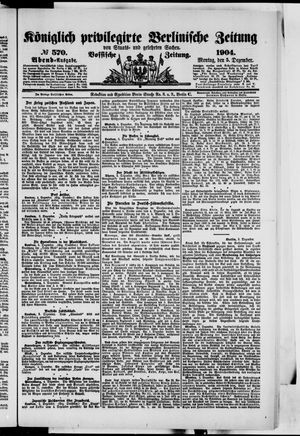 Königlich privilegirte Berlinische Zeitung von Staats- und gelehrten Sachen vom 05.12.1904