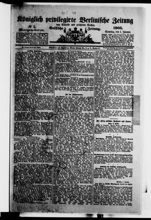 Königlich privilegirte Berlinische Zeitung von Staats- und gelehrten Sachen on Jan 1, 1905