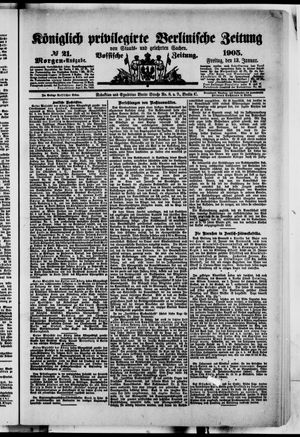 Königlich privilegirte Berlinische Zeitung von Staats- und gelehrten Sachen vom 13.01.1905