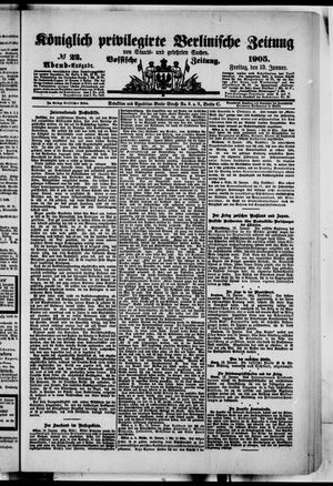 Königlich privilegirte Berlinische Zeitung von Staats- und gelehrten Sachen vom 13.01.1905