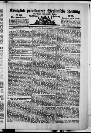 Königlich privilegirte Berlinische Zeitung von Staats- und gelehrten Sachen vom 14.01.1905