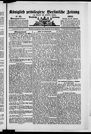 Königlich privilegirte Berlinische Zeitung von Staats- und gelehrten Sachen vom 27.01.1905