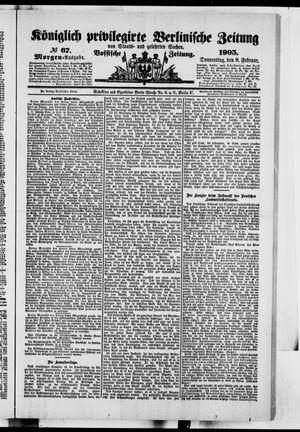 Königlich privilegirte Berlinische Zeitung von Staats- und gelehrten Sachen vom 09.02.1905