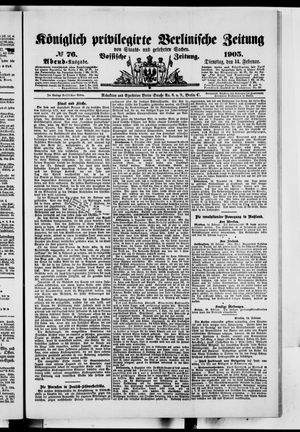 Königlich privilegirte Berlinische Zeitung von Staats- und gelehrten Sachen vom 14.02.1905