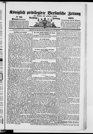Königlich privilegirte Berlinische Zeitung von Staats- und gelehrten Sachen vom 16.02.1905