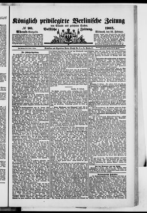 Königlich privilegirte Berlinische Zeitung von Staats- und gelehrten Sachen vom 22.02.1905