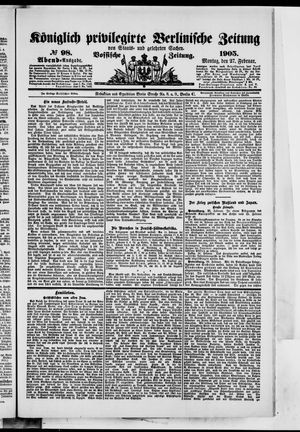 Königlich privilegirte Berlinische Zeitung von Staats- und gelehrten Sachen vom 27.02.1905