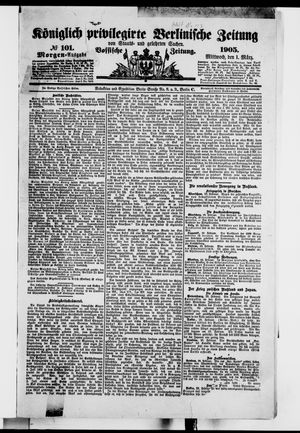 Königlich privilegirte Berlinische Zeitung von Staats- und gelehrten Sachen vom 01.03.1905