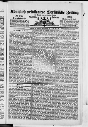 Königlich privilegirte Berlinische Zeitung von Staats- und gelehrten Sachen on Apr 17, 1905