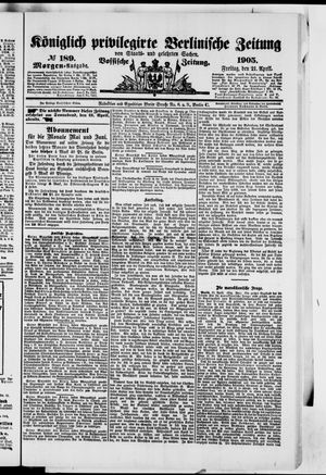 Königlich privilegirte Berlinische Zeitung von Staats- und gelehrten Sachen on Apr 21, 1905