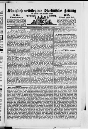 Königlich privilegirte Berlinische Zeitung von Staats- und gelehrten Sachen vom 26.04.1905