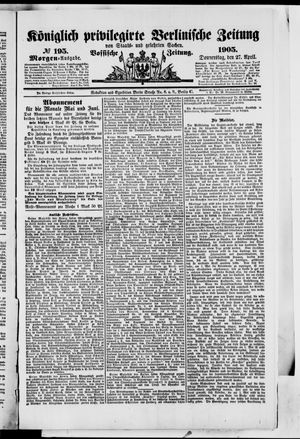 Königlich privilegirte Berlinische Zeitung von Staats- und gelehrten Sachen vom 27.04.1905