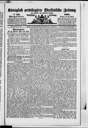 Königlich privilegirte Berlinische Zeitung von Staats- und gelehrten Sachen vom 28.04.1905
