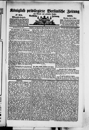 Königlich privilegirte Berlinische Zeitung von Staats- und gelehrten Sachen vom 08.05.1905