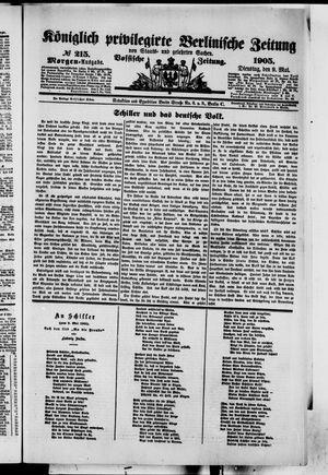 Königlich privilegirte Berlinische Zeitung von Staats- und gelehrten Sachen vom 09.05.1905