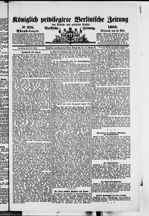 Königlich privilegirte Berlinische Zeitung von Staats- und gelehrten Sachen vom 10.05.1905