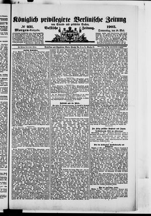Königlich privilegirte Berlinische Zeitung von Staats- und gelehrten Sachen on May 18, 1905