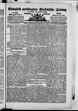 Königlich privilegirte Berlinische Zeitung von Staats- und gelehrten Sachen vom 24.05.1905