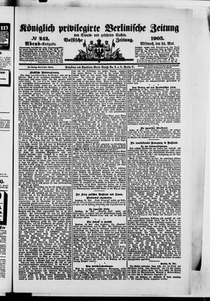 Königlich privilegirte Berlinische Zeitung von Staats- und gelehrten Sachen vom 24.05.1905