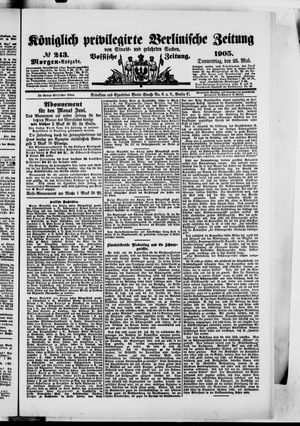 Königlich privilegirte Berlinische Zeitung von Staats- und gelehrten Sachen vom 25.05.1905