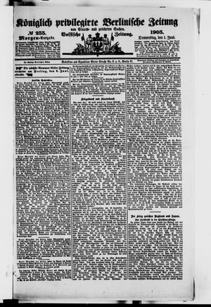 Königlich privilegirte Berlinische Zeitung von Staats- und gelehrten Sachen vom 01.06.1905