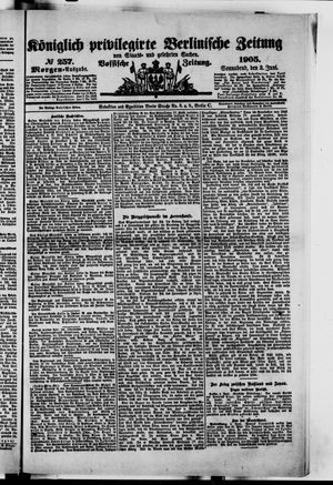 Königlich privilegirte Berlinische Zeitung von Staats- und gelehrten Sachen vom 03.06.1905