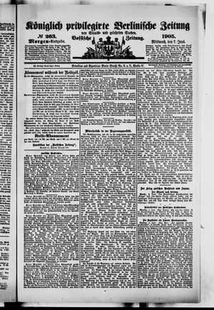 Königlich privilegirte Berlinische Zeitung von Staats- und gelehrten Sachen vom 07.06.1905