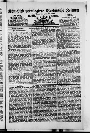 Königlich privilegirte Berlinische Zeitung von Staats- und gelehrten Sachen vom 09.06.1905