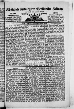 Königlich privilegirte Berlinische Zeitung von Staats- und gelehrten Sachen vom 20.06.1905