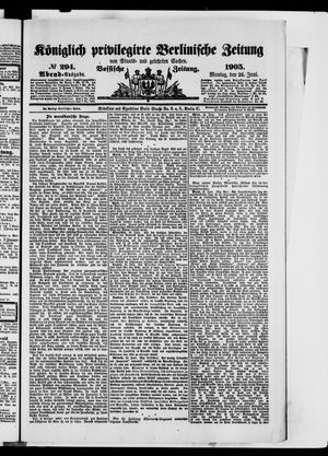 Königlich privilegirte Berlinische Zeitung von Staats- und gelehrten Sachen vom 26.06.1905