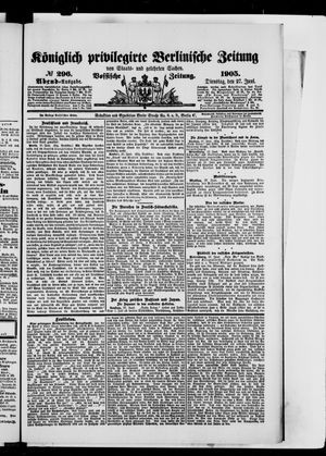 Königlich privilegirte Berlinische Zeitung von Staats- und gelehrten Sachen vom 27.06.1905