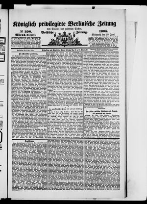 Königlich privilegirte Berlinische Zeitung von Staats- und gelehrten Sachen vom 28.06.1905