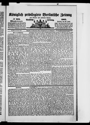 Königlich privilegirte Berlinische Zeitung von Staats- und gelehrten Sachen vom 30.06.1905