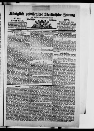Königlich privilegirte Berlinische Zeitung von Staats- und gelehrten Sachen vom 01.07.1905