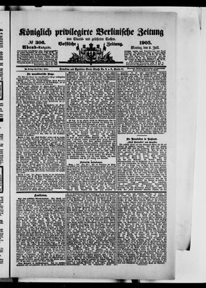 Königlich privilegirte Berlinische Zeitung von Staats- und gelehrten Sachen vom 03.07.1905