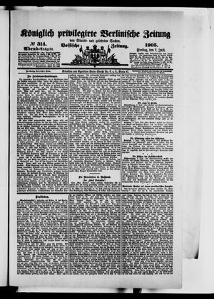 Königlich privilegirte Berlinische Zeitung von Staats- und gelehrten Sachen vom 07.07.1905