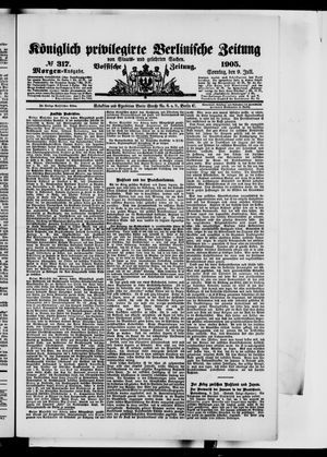 Königlich privilegirte Berlinische Zeitung von Staats- und gelehrten Sachen vom 09.07.1905