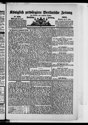 Königlich privilegirte Berlinische Zeitung von Staats- und gelehrten Sachen on Jul 17, 1905