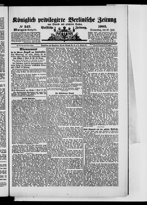 Königlich privilegirte Berlinische Zeitung von Staats- und gelehrten Sachen on Jul 27, 1905