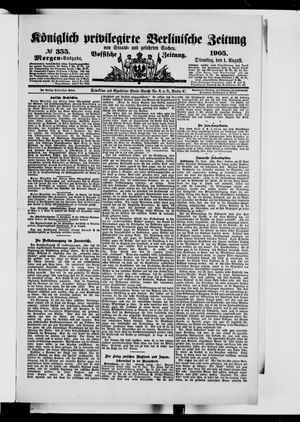 Königlich privilegirte Berlinische Zeitung von Staats- und gelehrten Sachen on Aug 1, 1905