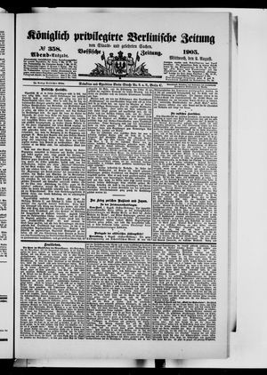 Königlich privilegirte Berlinische Zeitung von Staats- und gelehrten Sachen vom 02.08.1905