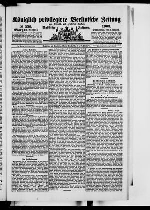 Königlich privilegirte Berlinische Zeitung von Staats- und gelehrten Sachen vom 03.08.1905